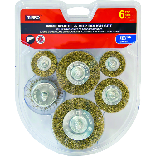 MIBRO 971531 Wire Wheel Brush Set Brass Coated Steel 4500 rpm