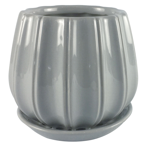 Trendspot CR01137S-08H-XCP2 Planter Contour 8" D Ceramic Gray Gray - pack of 2