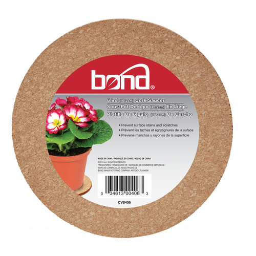 Plant Saucer 6" D Cork Brown Brown