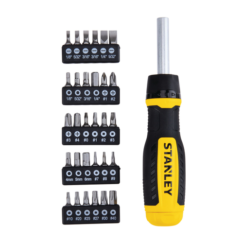 Stanley STHT60084 Ratcheting Screwdriver Set Assorted Black/Yellow