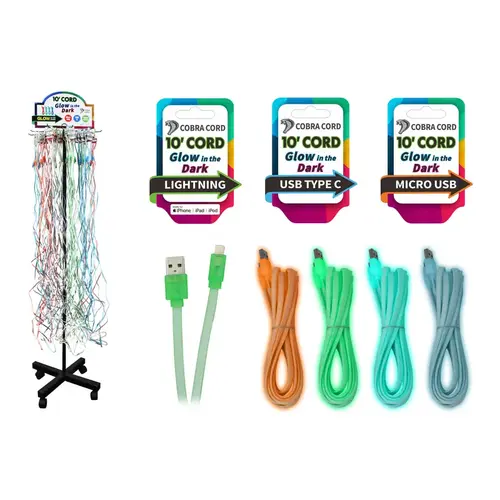 Cable Lightning, Type C and Micro USB 10 ft. Assorted Assorted