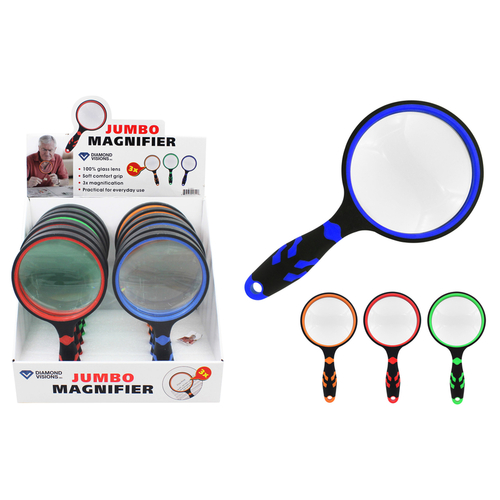 Diamond Visions 11-2601-XCP12 Magnifying Glass Jumbo Glass/Plastic Assorted - pack of 12