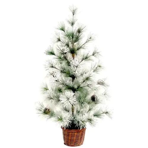 Indoor Christmas Decor Green/White Frosted Tree Green/White