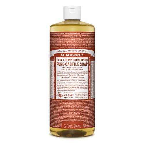 Dr. Bronner's OLEU32 Pure-Castile Liquid Soap Organic Eucalyptus Scent 32 oz