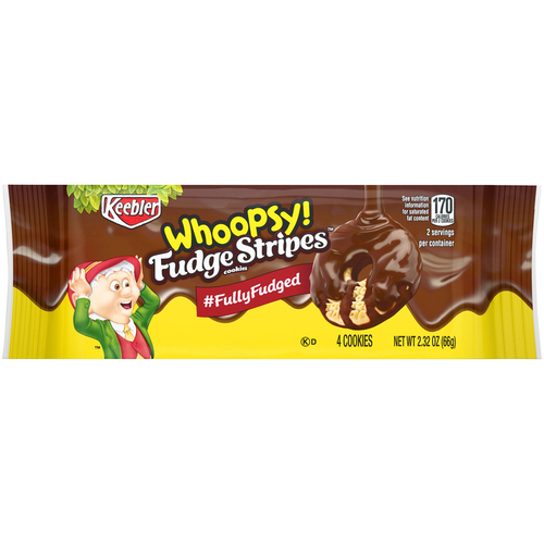 Keebler 06346XCP12 Cookies Whoopsy Fudge Stripes 2.32 oz Bagged pack