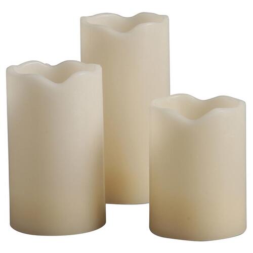 Everlasting Glow 29980 Flameless Flickering Candle Bisque Vanilla Scent Melted Edge Pillar Bisque