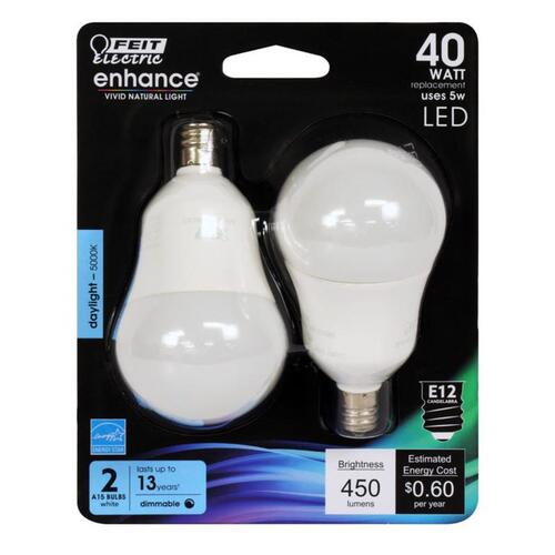 LED Bulb Enhance A15 E12 (Candelabra) Daylight 40 W Frosted