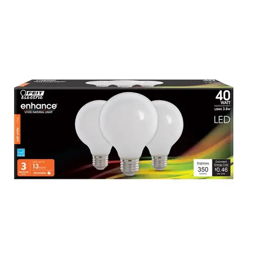 Filament LED Bulb Enhance G25 E26 (Medium) Soft White 40 W Frosted