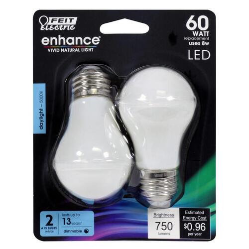 Filament LED Bulb Enhance A15 E26 (Medium) Daylight 60 W White Pair