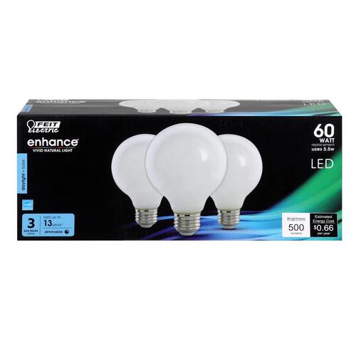 Filament LED Bulb Enhance G25 E26 (Medium) Daylight 60 W Frosted