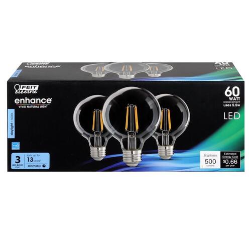 Filament LED Bulb Enhance G25 E26 (Medium) Daylight 60 W Clear