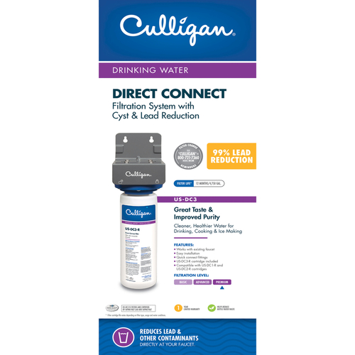 Culligan US-DC-3 Direct Connect Filter, 4750 gal Capacity, 1.5 gpm, Advanced Filtration, White