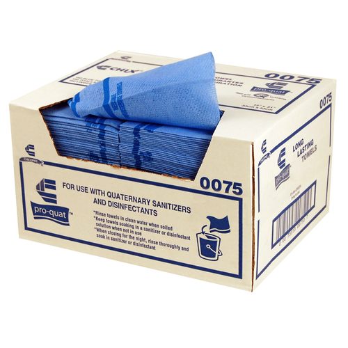 Chix(R) Pro-Quat Foodservice Towel W/ microban Blue w/ blue print med-hvy duty 13x21