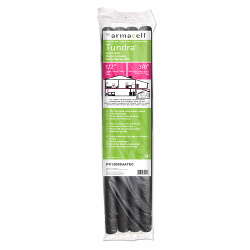 Pipe Insulation Tundra 1/2" S X 3 ft. L Polyethylene Foam Black - pack of 18