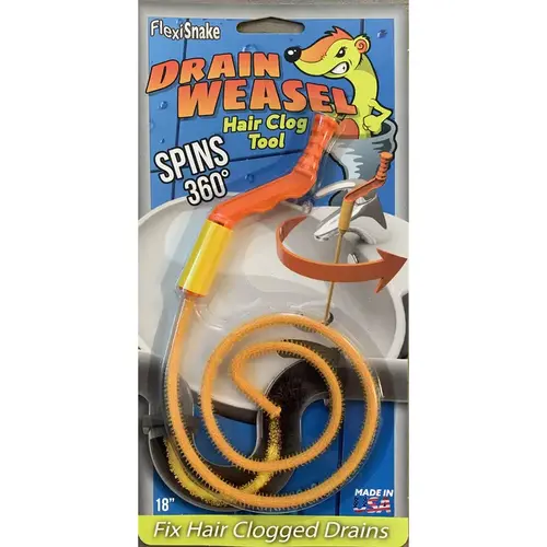 FlexiSnake DWMH-20-1024 Hair Clog Tool The Drain Weasel 1.5 ft. L