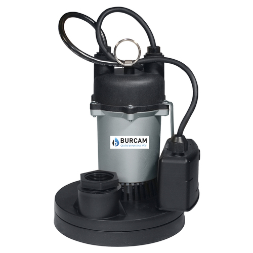 Burcam 300500ZS Sump Pump 1/3 HP 3,000 gph Zinc Electronic AC Submersible