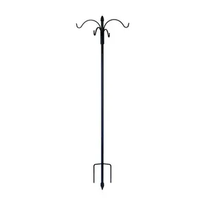Panacea Black Wrought Iron 84 in. H 4 Way Crook w/Finial Plant Hook 1 pk