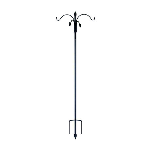 Plant Hook Black Wrought Iron 84" H 4 Way Crook w/Finial Powder Coated