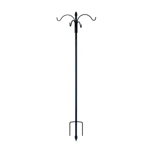 Panacea Black Wrought Iron 84 in. H 4 Way Crook w/Finial Plant Hook 1 pk