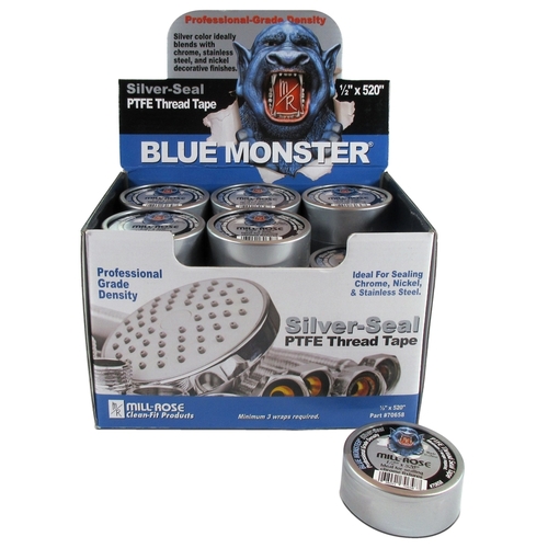Thread Seal Tape Blue Monster Silver 1/2" W X 520" L Silver
