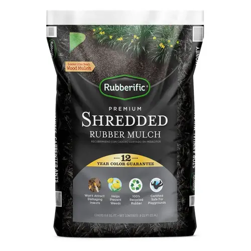 Rubberific LRM8BK-XCP80 Mulch Black Shredded Rubber 0.8 ft Black - pack of 80