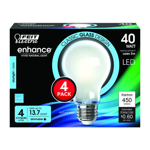 Feit Electric A1940950CAFIL4 LED Bulb Enhance A19 E26 (Medium) Daylight ...