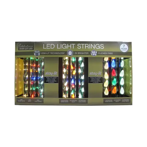 Christmas Lights Stay-Lit LED Mini Multicolored String