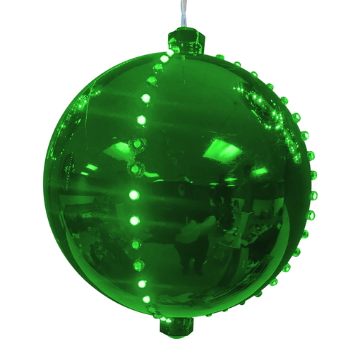 Hanging Decor Platinum LED Green 6" Lighted Ornament