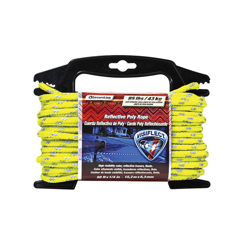 SecureLine RMFPY1450 Rope 1/4" D X 50 ft. L Yellow Diamond Braided Poly Yellow