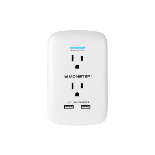 Monster 1603 Surge Protector Just Power It Up 0 ft. L 2 outlets White 1200 J White