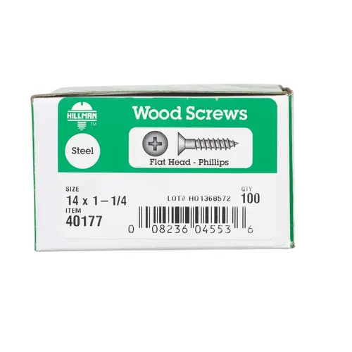 Wood Screws No. 14 S X 1-1/4" L Phillips Zinc-Plated Zinc-Plated