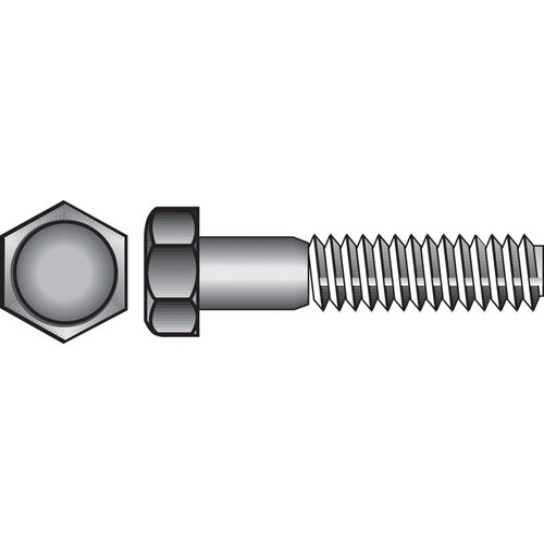 Hex Bolt 7/16" D X 5-1/2" L Zinc Plated Steel Zinc Plated