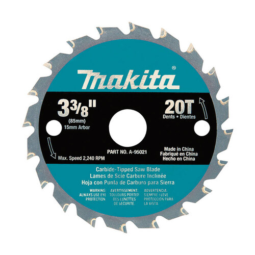 Makita A-95021 Circular Saw Blade 3-3/8" D X 15 mm N/A Carbide Tipped 20 teeth