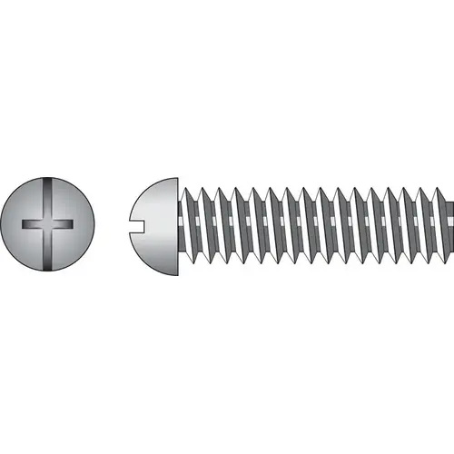 Machine Screws No. 10-24 S X 3-1/2" L Combination Round Head Zinc-Plated Steel Zinc-Plated