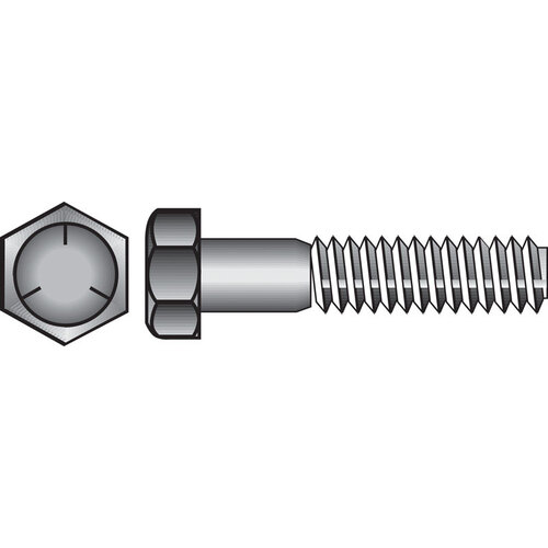 Hex Head Cap Screw 1/4" D X 1-3/4" L Heat Treated Zinc Steel Heat Treated Zinc