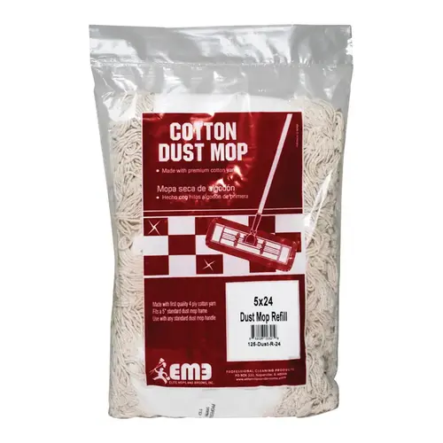 ELITE 125-DUST-R-24 Mop Refill 24" W Dust 4-Ply Cotton White