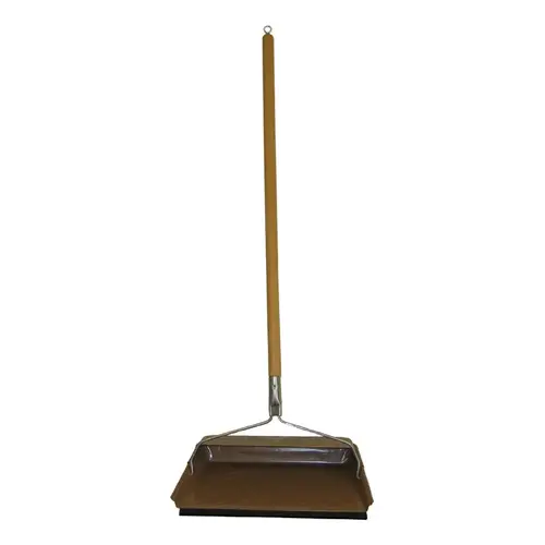 Fulton 240S-10 Hooded Dustpan, 11-3/4 in L, 7-7/8 in W, Rubber/Steel, Black, Baked Enamel