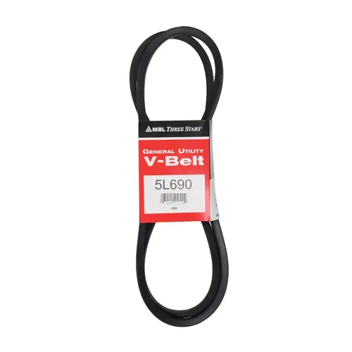 General Utility V-Belt FHP 5L690 0.63" W X 69" L For Fractional Horsepower Motors Black