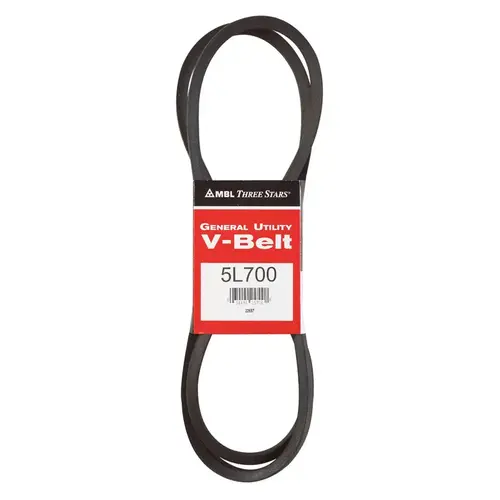 General Utility V-Belt FHP 5L700 0.63" W X 70" L For Fractional Horsepower Motors Black