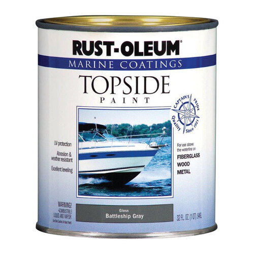 Rust-Oleum 207005 Marine Topside Paint Marine Coatings Outdoor Gloss Battleship Gray 1 qt Battleship Gray