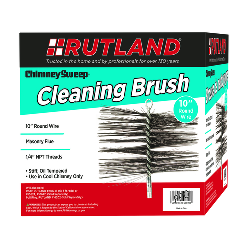 Rutland 16410 Chimney Brush 10" Round Oil Tempered Black