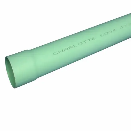 4 In. x 20 Ft. Solid SDR 35 PVC Drain & Sewer Pipe, Belled End Green