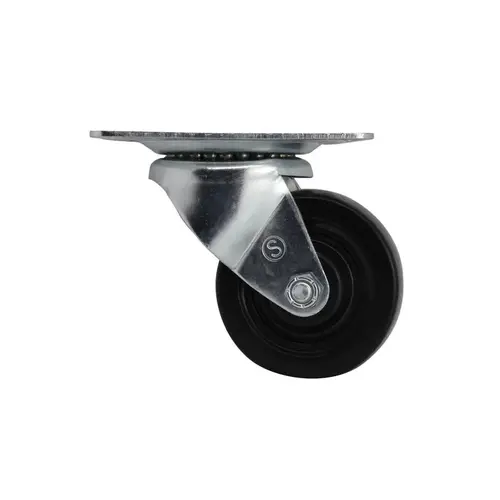 Swivel Caster, 3 in Dia Wheel, 1-1/4 in W Wheel, Rubber Wheel, 175 lb Black/Silver