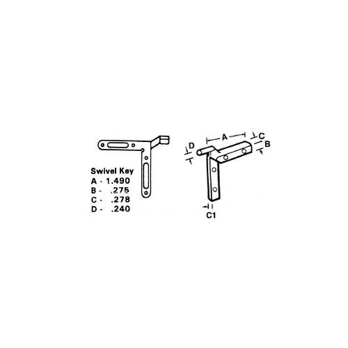 Nylon Swivel Key - 1.490" Leg; .278" Width- Package of 20