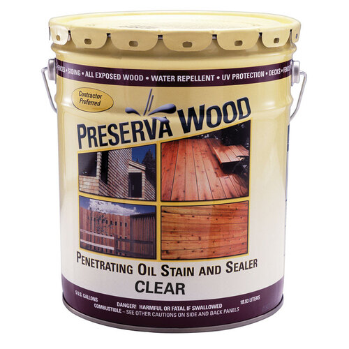 Penetrating Wood Stain and Sealer Transparent Smooth Clear Oil-Based Oil 5 gal Clear