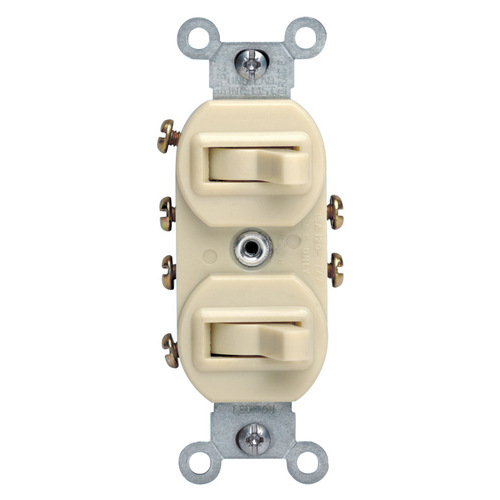 Duplex Combination Switch 15 amps Three Pole Toggle Ivory Ivory