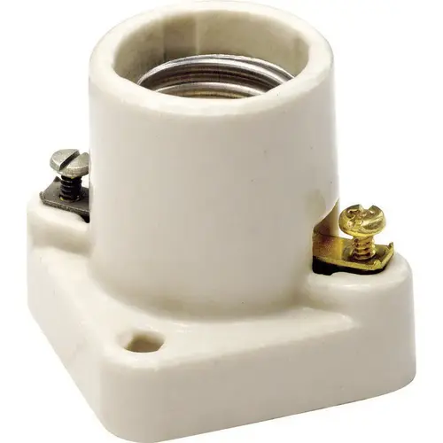 Poney Cleat Socket Porcelain Incandescent Medium Base White - pack of 10