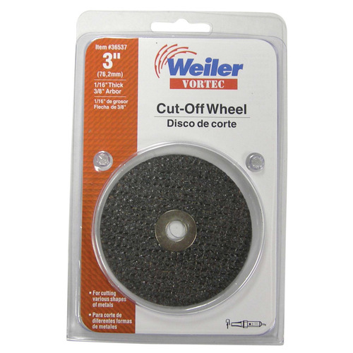 Weiler 36537 Vortec Type 1 3 In. x 1/16 In. x 3/8 In. Metal/Plastic Cut-Off Wheel