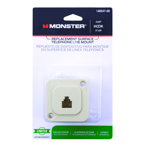 Phone Jack Just Hook It Up 1-Jack Surface-Mount Ivory