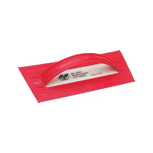 QLT 6261 Trowel, 9-1/2 in L, 4-1/4 in W, V Notch, Comfort-Grip Handle Red